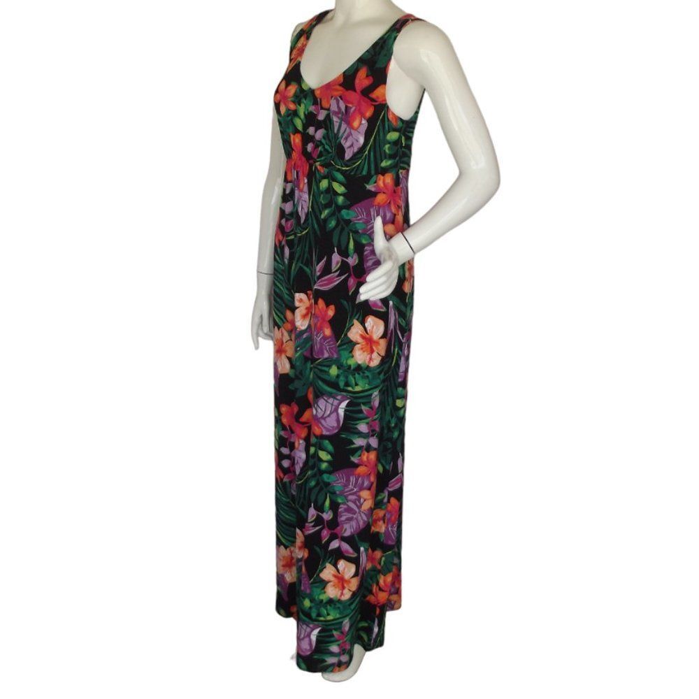 TOMMY BAHAMA Tambour Maxi Dress, S, Black/Multicolor Floral, Tank/Scoop, Jersey - Picture 4 of 12